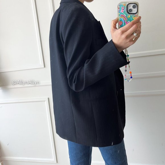 Navy blazer with faint pinstripe - Picture 3 of 12